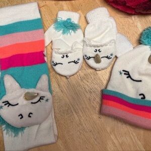 Unicorn and Pink Kids Winter Accessories Set